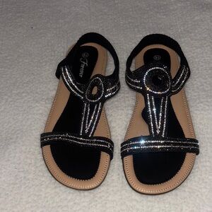 Black and Silver Beaded Sandals